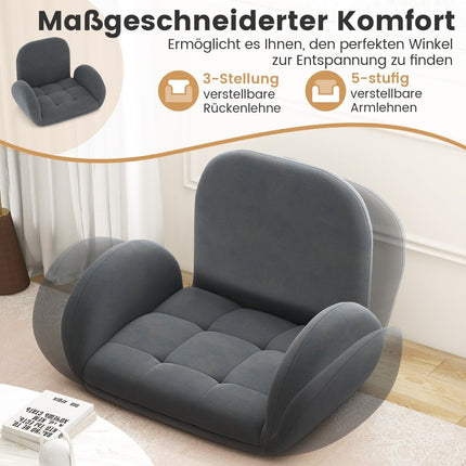Floor chair with adjustable backrest & armrests Bondensofa folding floor chair gray