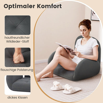 Floor chair with adjustable backrest & armrests Bondensofa folding floor chair gray