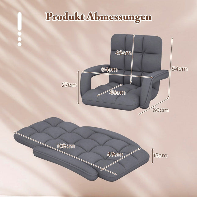 Vloerstoel met verstelbare rugleuning en gewatteerde zitting Bondensofa relaxstoel
