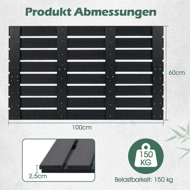 Floor element for solar shower WPC floor plate for garden shower 100 x 60 x 2.5 cm black