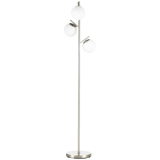Floor lamp 40W E27, Silver & White, 169 cm, 3 glass shades