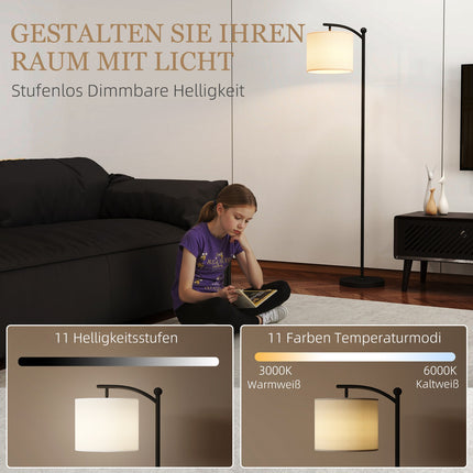 Floor Lamp with Remote, Adjustable Brightness & Color, Black