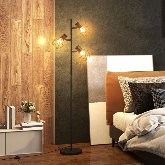 Floor lamp with 3 adjustable heads, 169 cm black metal