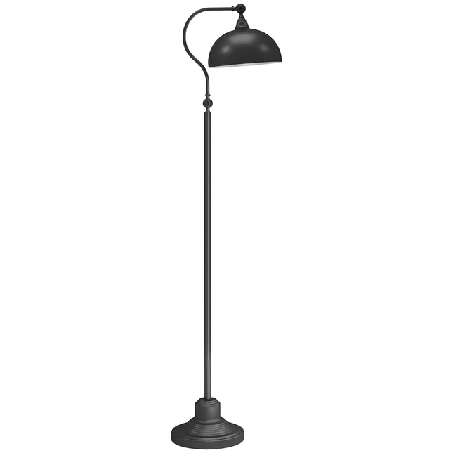 Black Metal Arc Floor Lamp - Adjustable Shade, Retro Design