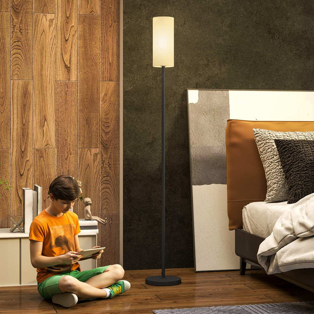 Floor lamp with fabric shade, E27 socket, foot switch