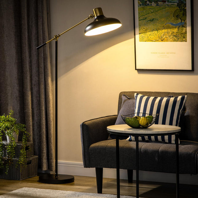 Height-adjustable black arc floor lamp, E27 Socket, 40W