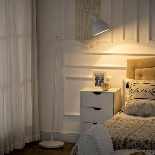 Height-adjustable white arc reading lamp, E27 socket