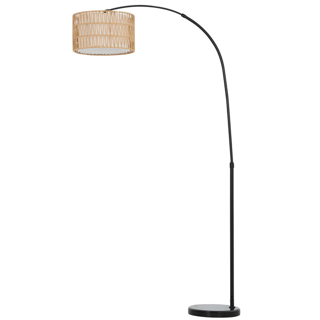 Adjustable black floor lamp with linen shade for the living room