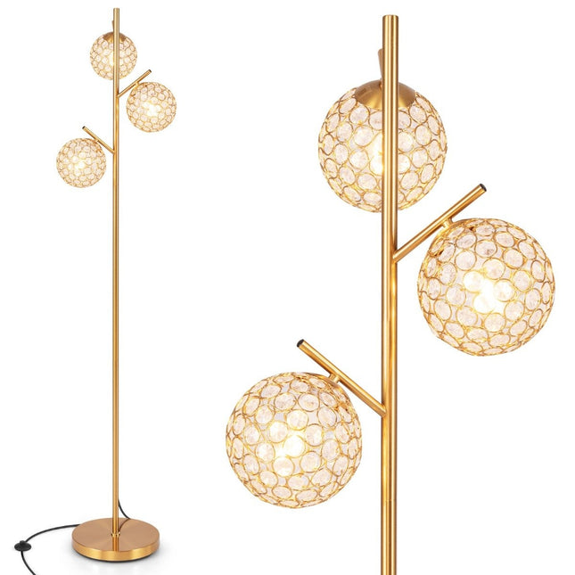 Floor lamp with 3 lampshades and foot switch freestanding floor lamp 169cm tree lamp