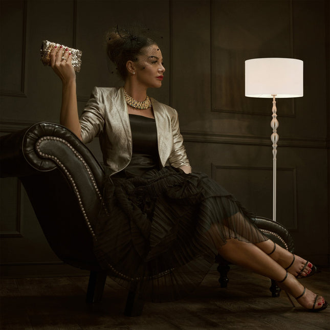 Floor lamp with fabric shade