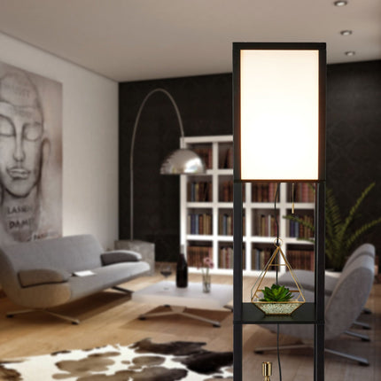 Floor lamp with shelf Black
