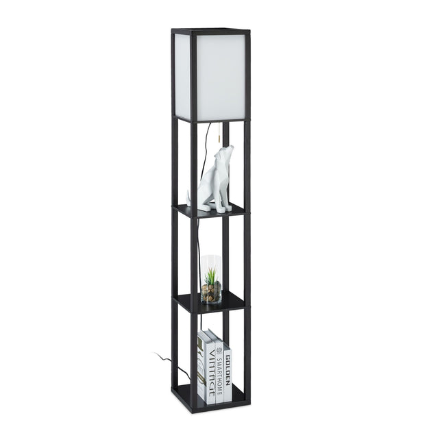 Floor lamp with shelf Black