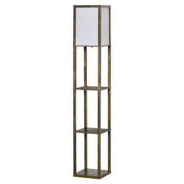 Floor lamp with shelves and lampshade, E27 socket, 40W