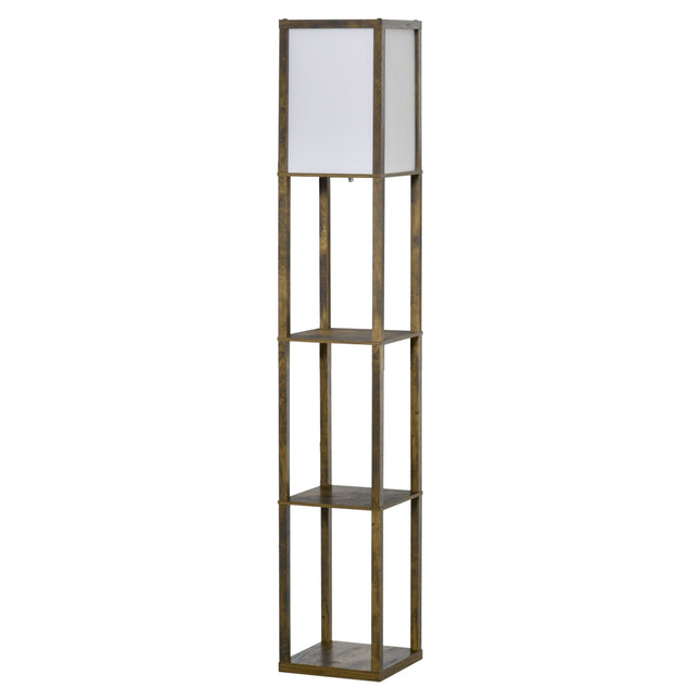 Floor lamp with shelves and lampshade, E27 socket, 40W