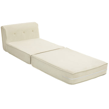 Convertible sofa bed - corduroy look, cream white, 240 kg Capacity