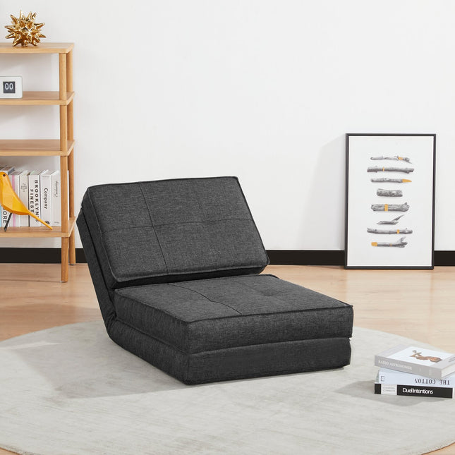 Vloerbank opvouwbare fauteuil vloerstoel 5-voudig verstelbaar opvouwbare fauteuil slaapbank eenpersoonsbank donkergrijs 61 x 73 x 58 cm |