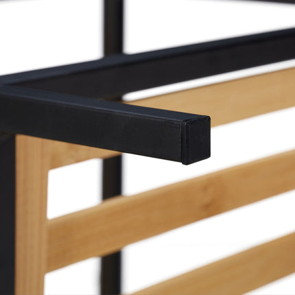 Floor standing shelf in bamboo and metal