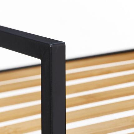 Floor standing shelf in bamboo and metal