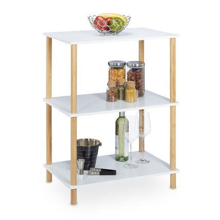 Floor-standing shelf with 3 levels