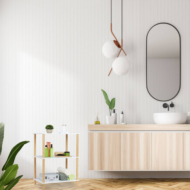 Floor-standing shelf with 3 levels