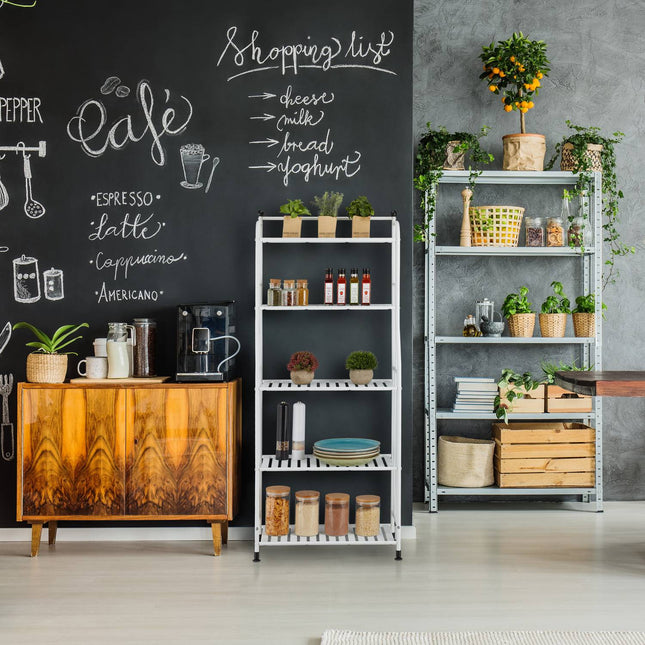 Floor-standing shelf with 5 shelves