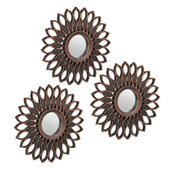 Floral mirror set of 3