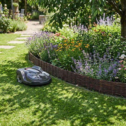 Flower Bed Edging, Willow Wicker Border With Pegs
