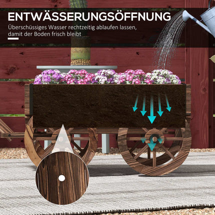 Wooden cart Flower box, Garden pot, 30 Kg Capacity