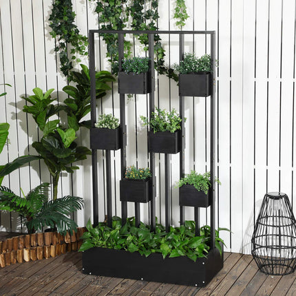 Raised garden bed with trellis, solid wood, 90x45x170 cm