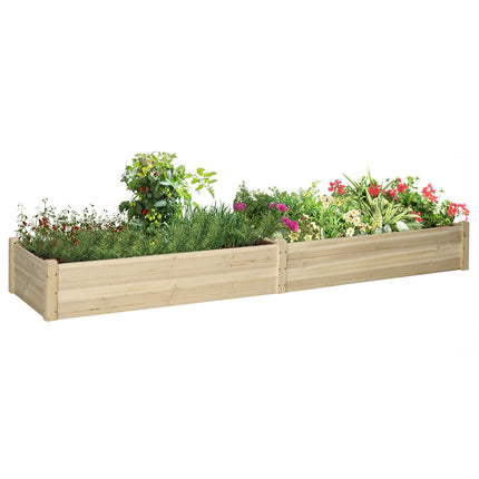 Bloembak Houten Plantenbak Met 2 Vakken Voor Groenten En Kruiden, Naturel, 244X61,5X27Cm