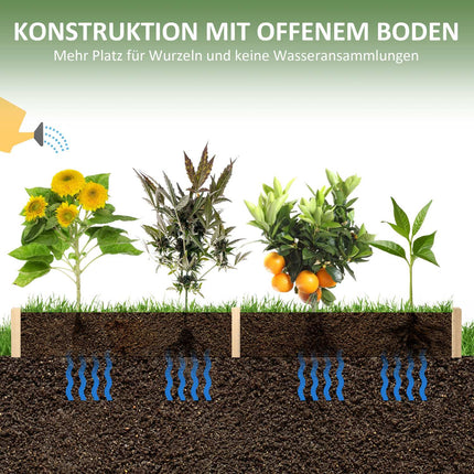 Bloembak Houten Plantenbak Met 2 Vakken Voor Groenten En Kruiden, Naturel, 244X61,5X27Cm