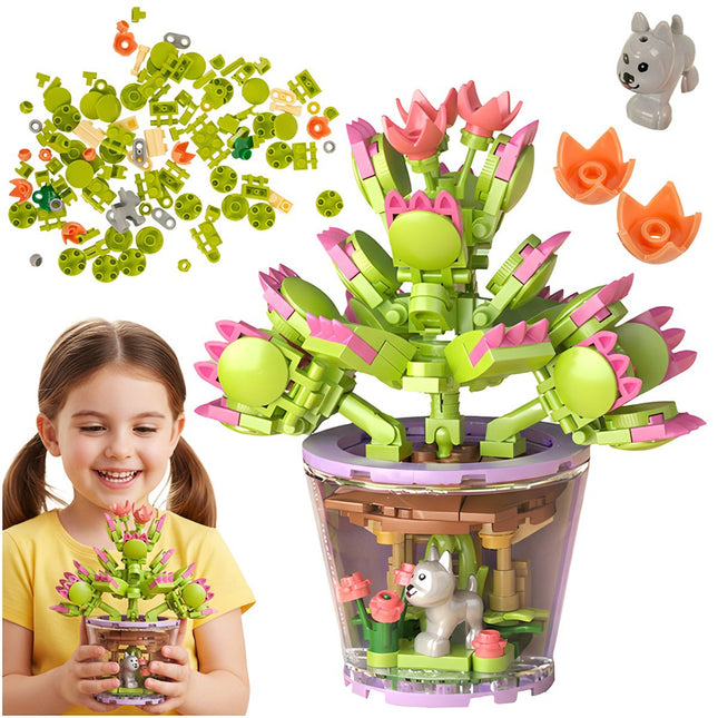 Flower Construction Blocks Set, 172 Pieces, Multicolor
