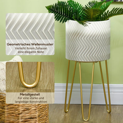 Plant stand in metal with 2 indoor/outdoor flower pots