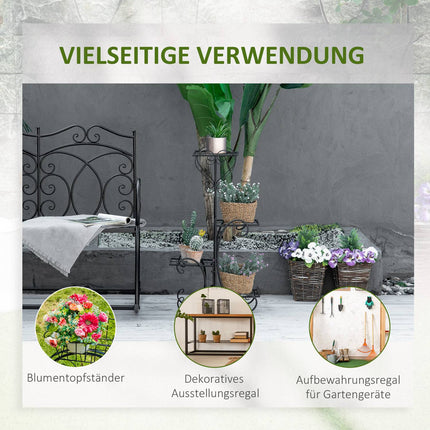 Metal 4-tier plant shelf for garden and balcony, black