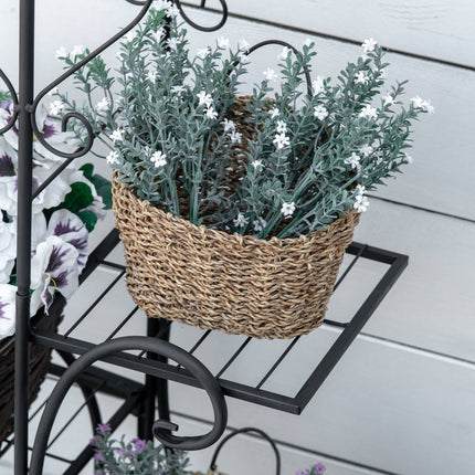 Metal 4-tier plant shelf for garden and balcony, black