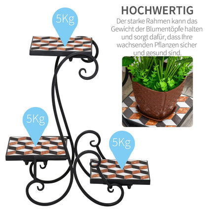 Black Metal Plant Stand - indoor/outdoor mosaic table