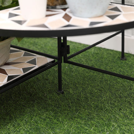 Folding flower stand in metal with ceramic plates, 4 steps