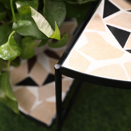 Folding flower stand in metal with ceramic plates, 4 steps