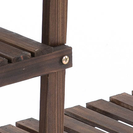 Plant shelf in solid wood in four levels, charred finish
