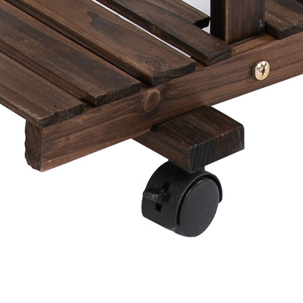 Plant shelf in solid wood in four levels, charred finish