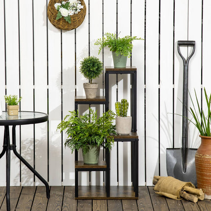 Multifunctional plant stand in 4 levels, brown, 40x40x81cm