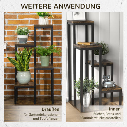 Multifunctional plant stand in 4 levels, brown, 40x40x81cm
