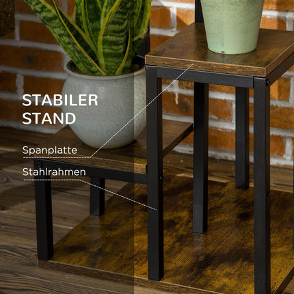 Multifunctional plant stand in 4 levels, brown, 40x40x81cm