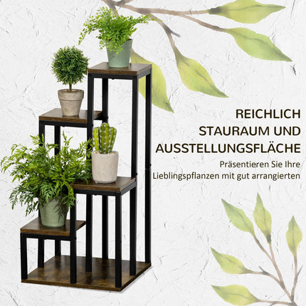 Multifunctional plant stand in 4 levels, brown, 40x40x81cm