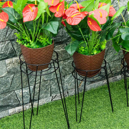 Bloemenstandaard Set Van 3 Metalen Plantenstandaard Set Bloemenkruk Bloempothouder Plantenkruk Voor Bloempot Tot Diameter 16 Cm Zwart