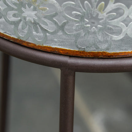 Stackable flower stands in metal, coffee/silver, 3 pcs