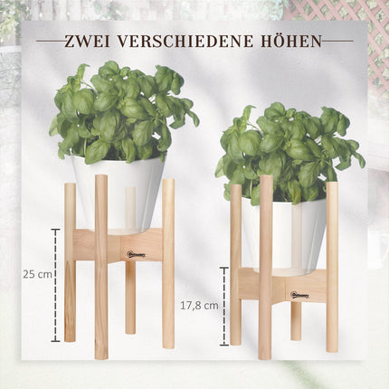 Wooden flower stand Set of 2, different heights, natural finish