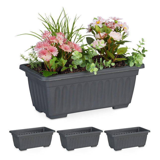 Flower box with 4 narrow flowers