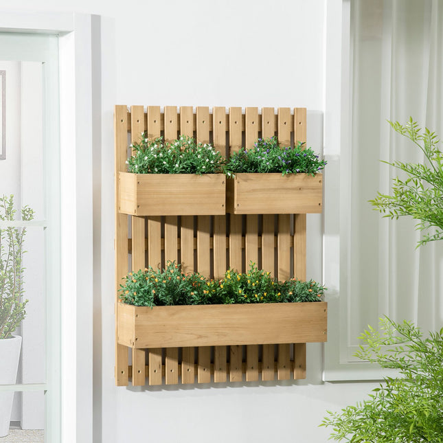 Movable raised garden bed in solid wood with trellis, 60x16x80 cm