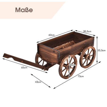 Flower cart wooden plant cart with 4 wheels flower cart 140 x 43 x 53.5 cm brown